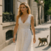 Elsa Pataky luce un icónico vestido blanco con sandalias de tiras que vuelven de los 90 al 2025