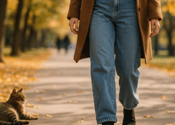 Cómo llevar baggy jeans con botas café y negras en otoño 2025 según street style