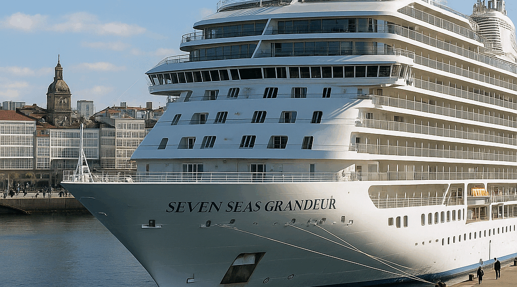 Descubre el interior del Seven Seas Grandeur, uno de los cruceros más opulentos del planeta, que llegará a Coruña este martes.