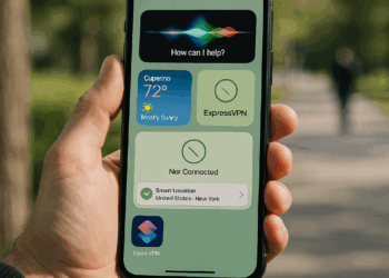 ExpressVPN on a colorful background