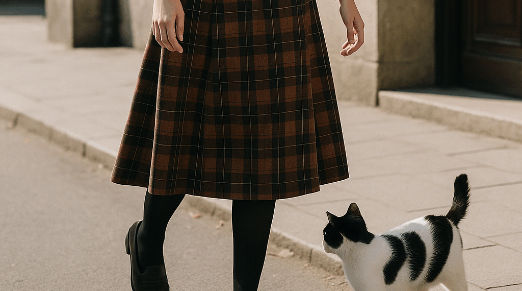 6 faldas de cuadros de los 90 regresan con botas y zapatos elegantes en otoño 2025