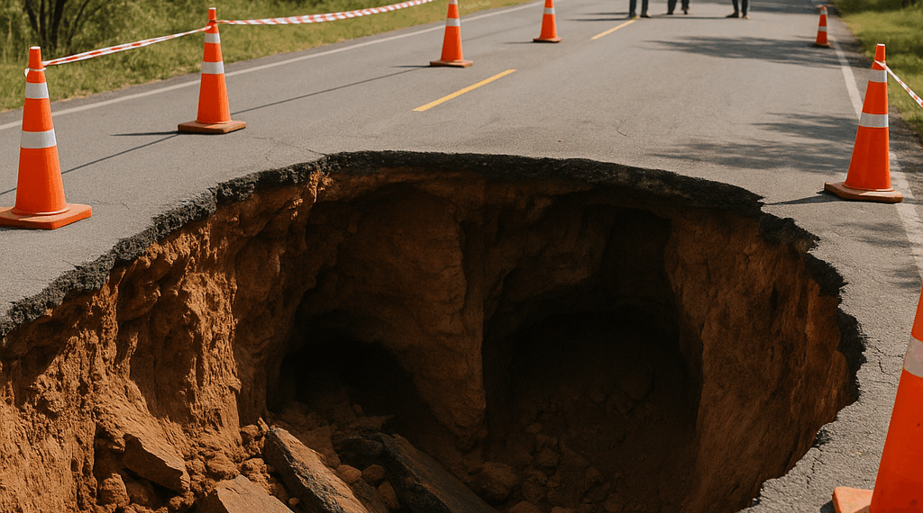 Deficiencias en construcción, causa de socavón en carretera a Aeropuerto de Puebla