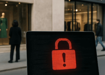 People walk past a Gucci store with a large advertisement displayed on its exterior at the Jiefangbei central business district on September 9, 2025, in Chongqing, China.