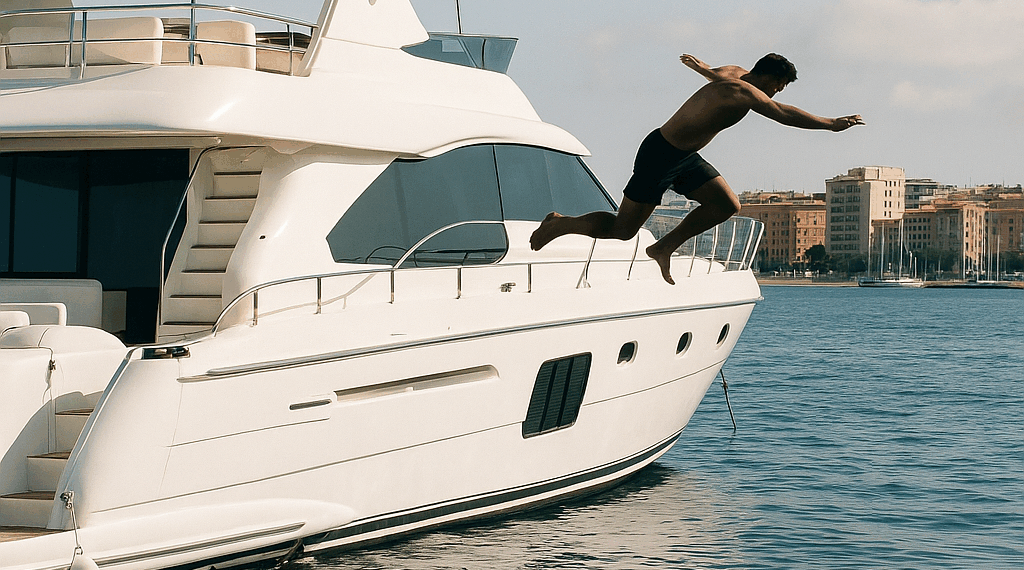 Un hombre se lanzó desde un barco de lujo para eludir un costo de 16,000 dólares y ahora enfrenta una aterradora consecuencia.