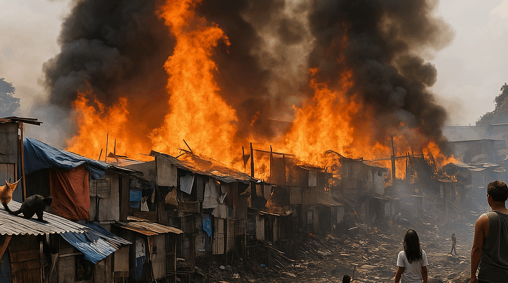 Vídeo. Incendio en Manila desplaza a 1.000 familias y destruye varias casas