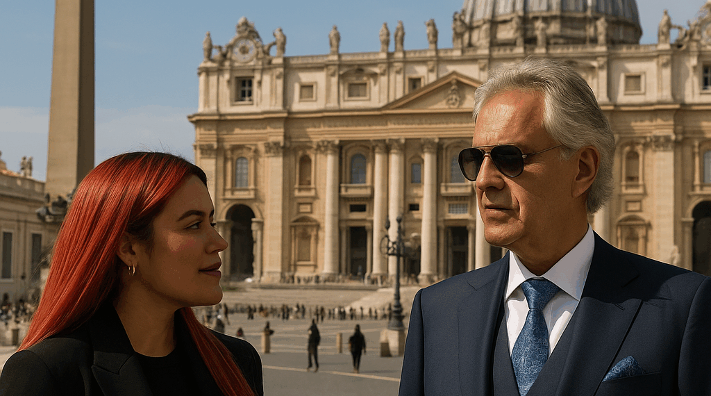 Karol G luce un vestido de diva de Hollywood para cantar en el Vaticano con Andrea Bocelli