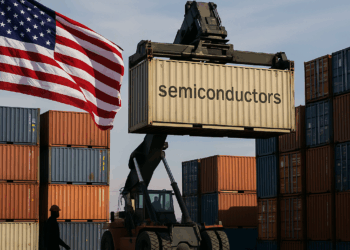 AI Chip technology concept. 3D render Etched, Artificial Intelligence Diffusion Rule