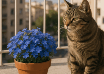 la flor azul pequeña ideal para departamentos pequeños