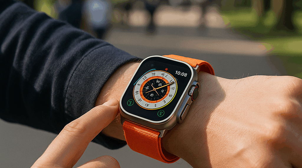 An Apple Watch Ultra with the number 3 over the top of it.