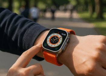 An Apple Watch Ultra with the number 3 over the top of it.