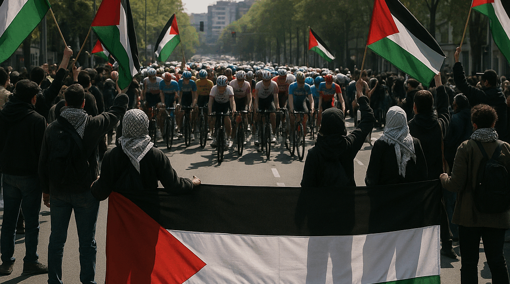 Vídeo. **Protestas pro-Palestina** detienen la etapa final de la Vuelta en Madrid