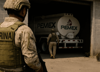 Marina y Pemex realizan operativo en bodega de la colonia Santa Anita