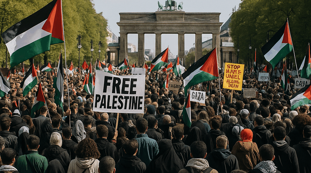 Multitudinaria manifestación en Berlín a favor de la paz en Gaza, más de 50.000 personas