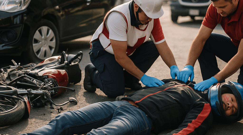 Motociclista accidentado en Morelia