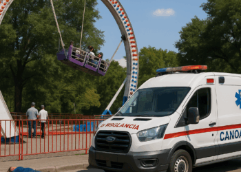 Mujer cayó de la rueda de la fortuna en Canoa