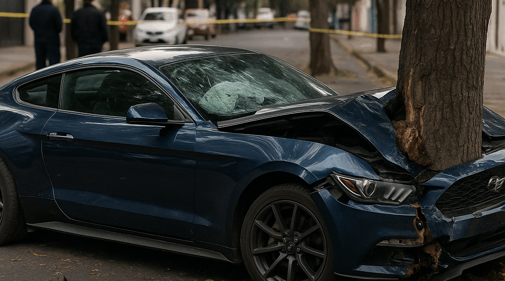 #Morelia Mustang Se Desmadra Tras Chocar Contra Árbol En Salida A Quiroga - Changoonga.com