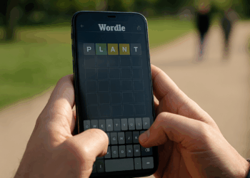 a completed Wordle puzzle on a phone