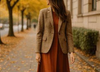 Vestidos con blazers para lucir elegantes en la oficina este otoño 2025