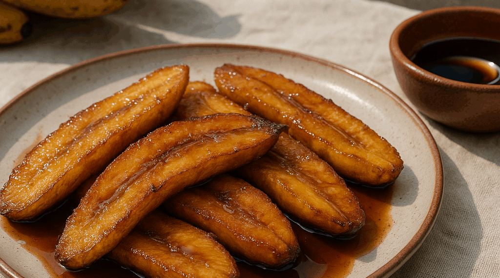 Plátanos capeados con miel de piloncillo, el postre mexicano que sabe a feria de pueblo