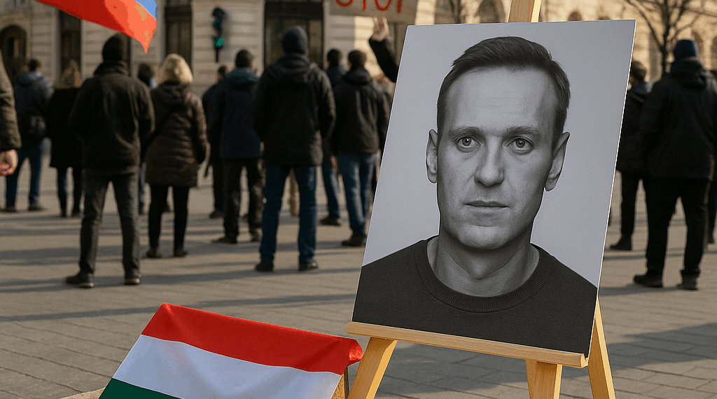 Manifestantes en Budapest vuelven a levantar el memorial de Navalni frente a la Embajada rusa