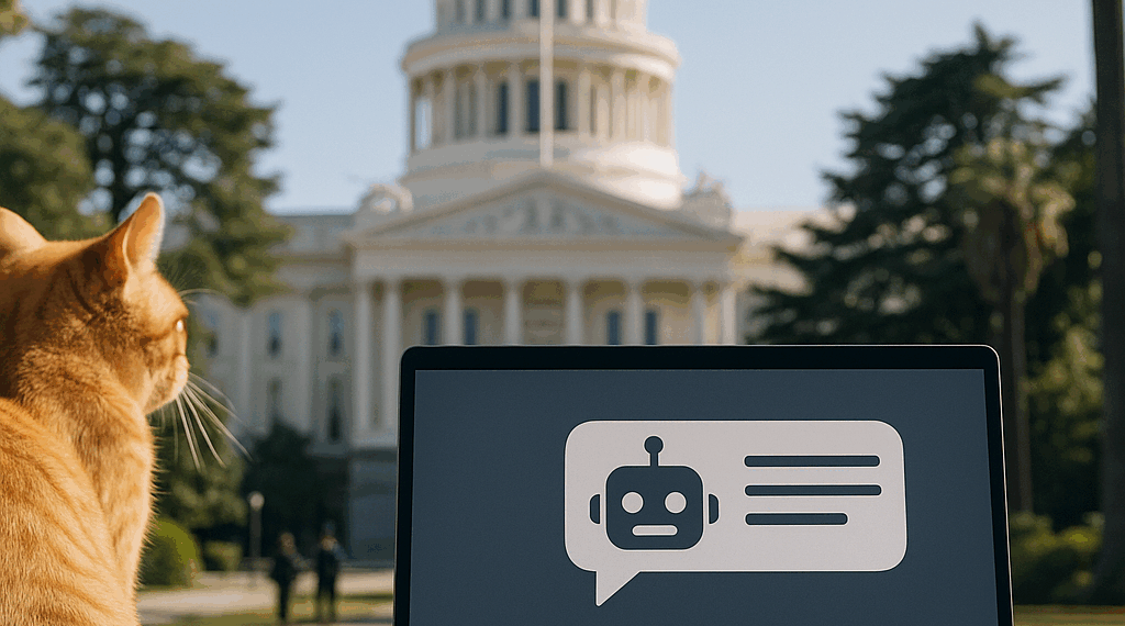 Chatbot looking out of a smartphone display. Text bubbles floating around.