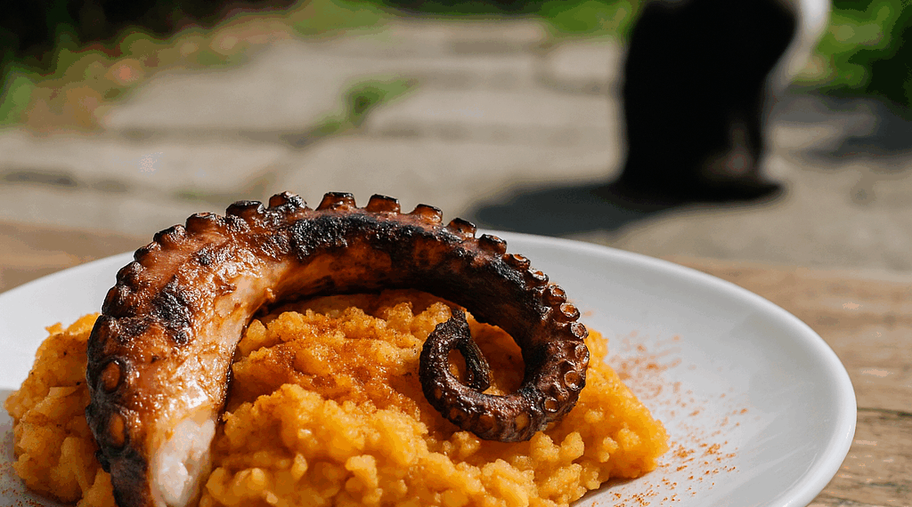 Receta de Pulpo asado con patatas revolconas