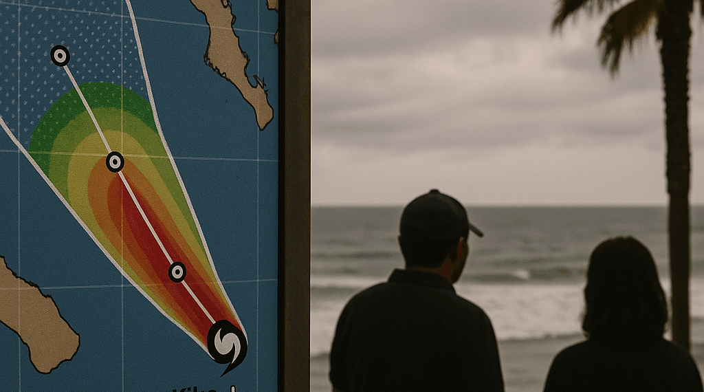 Trayectoria del huracán Kiko y su distancia de Baja California, México