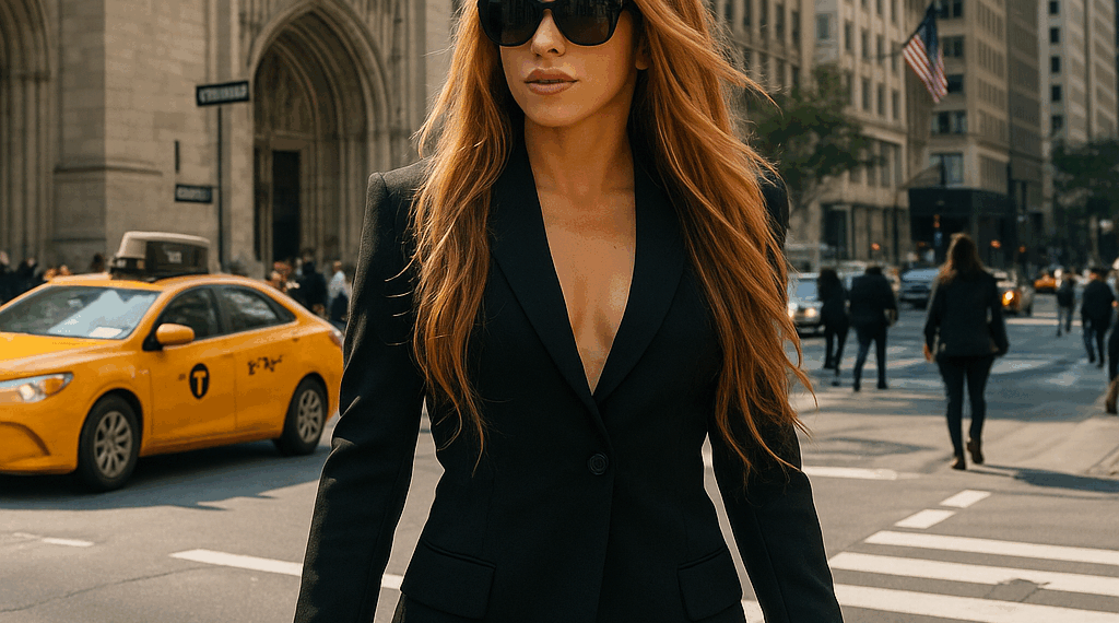 Shakira conquistó nueva York con una camisa grunge y botas slouchy color café