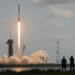A SpaceX Falcon 9 rocket lifts off from launch pad 40 at the Cape Canaveral Space Force Station in Florida.