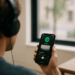 Hand holding a mobile phone with the logo of Spotify on its screen.