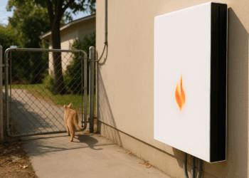 Two Tesla Powerwalls sit on the outside of a house.