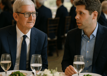 WINDSOR, ENGLAND - SEPTEMBER 17: Tiffany Trump and Tim Cook, Apple CEO attend the State visit by the President of the United States of America at Windsor Castle on September 17, 2025 in Windsor, England. President Trump is in England from Sept. 16-18 on his second UK state visit, with the previous one taking place in 2019 during his first presidential term. (Photo by Anna Moneymaker/Getty Images)