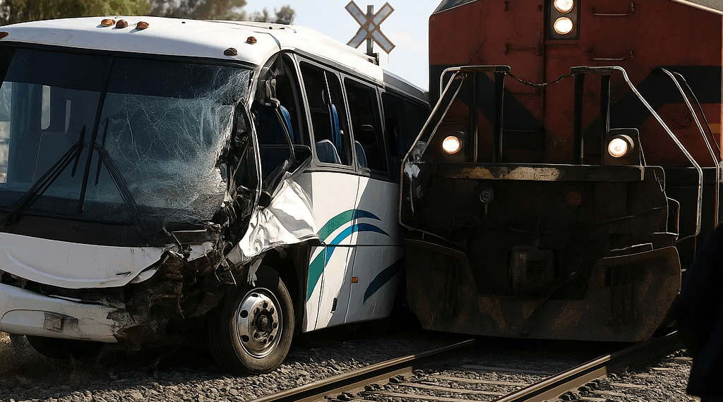 Autobús fue arrastrado por el tren en EdoMex; 10 muertos y 61 lesionados