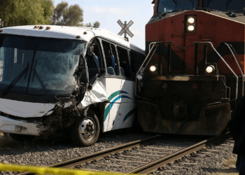 Autobús fue arrastrado por el tren en EdoMex; 10 muertos y 61 lesionados