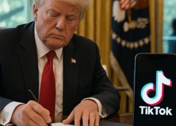 Trump and TikTok logo