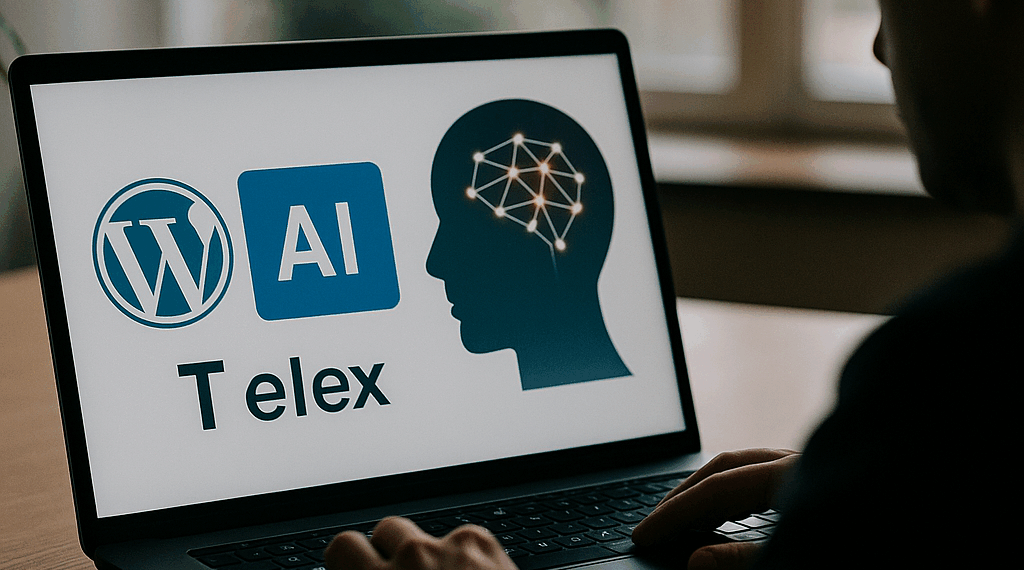 WordPress and Automattic logos with abstract background