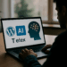 WordPress and Automattic logos with abstract background