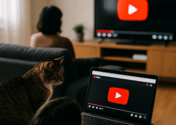 YouTube logo on purple background