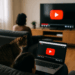 YouTube logo on purple background