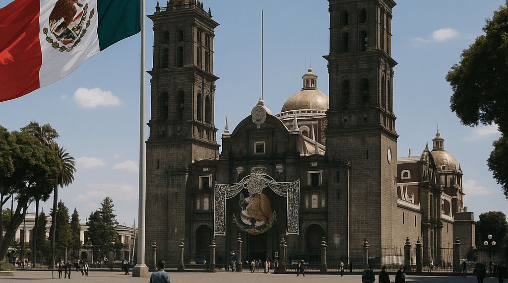 Colocarán 12 arcos de seguridad en el zócalo para el Grito de Independencia en Puebla