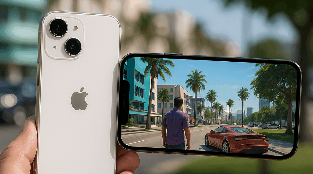 a product manager for apple stands on the grass in front of a lighted up building in miami at night