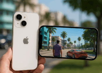 a product manager for apple stands on the grass in front of a lighted up building in miami at night