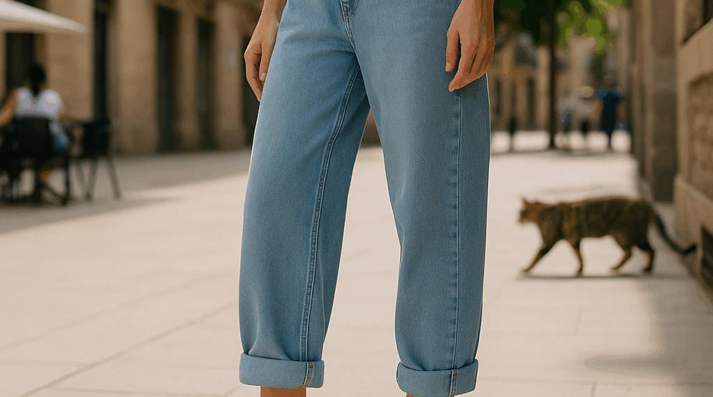 Con qué zapatos de tacón llevar baggy jeans con el ruedo doblado en verano 2025