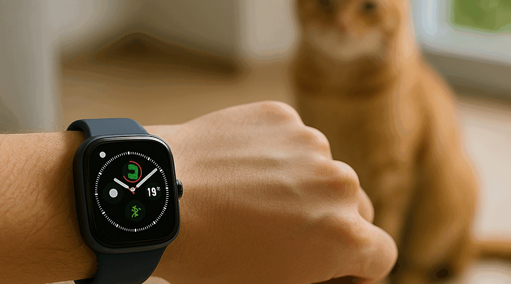 An image of three Apple Watch SE 3 models side by side showcasing different features: heart rate, sleep score, and fitness rings