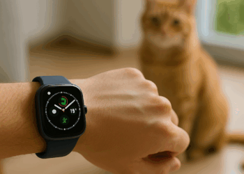 An image of three Apple Watch SE 3 models side by side showcasing different features: heart rate, sleep score, and fitness rings