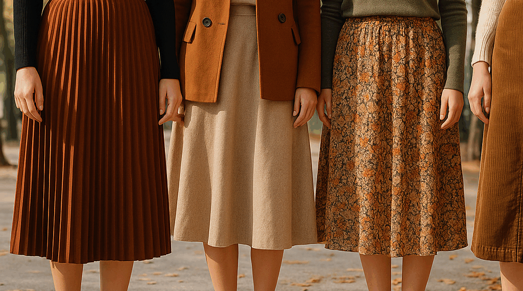 5 faldas midi de colores en tendencia para llevar con zapatos planos en otoño 2025