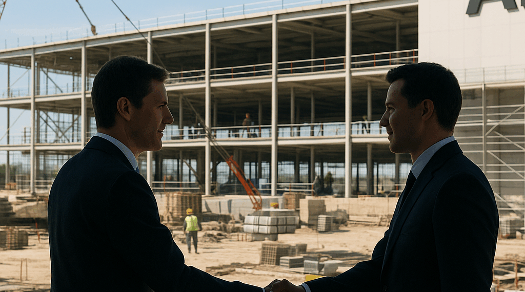 Modern data center with servers with lights on them.