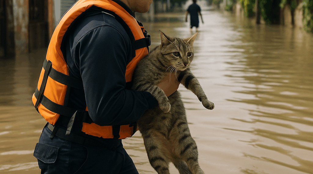 Rescate de animales tras inundaciones en Poza Rica, Veracruz