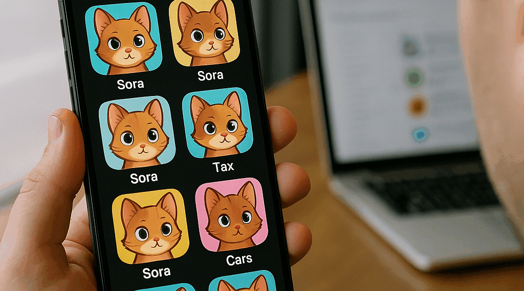 The Sora logo displays on a smartphone screen