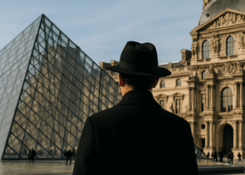 El misterio del hombre con sombrero frente al Louvre justo después del robo: ¿Un detective, un turista o un simple transeúnte?